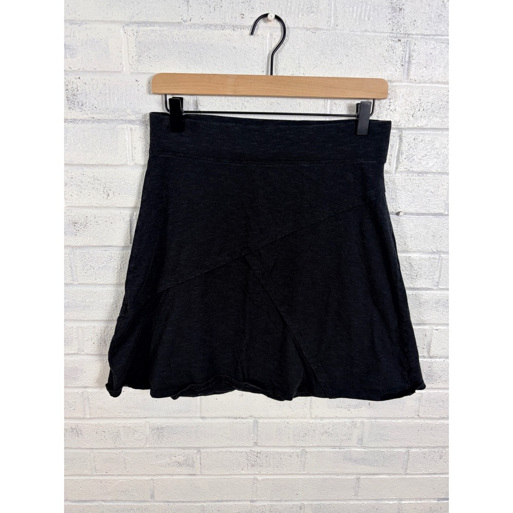 Toad&Co Oblique Travel Skirt Women S Black Organic Cotton Blend Stretch Pull On